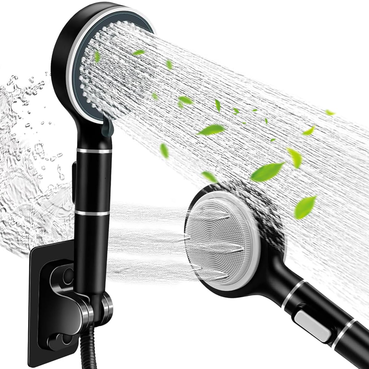 Serplex Pressurized Shower Head with Built in Filtration Double Sided Handheld Shower Brush Scrubber Shower Head with 5 Spray Modes 2 in 1 Spa Shower Head with Water Stop Button Universal Shower Head Serplex Pressurized Shower Head with Built in Filtration Double Sided Handheld Shower Brush Scrubber Shower Head with 5 Spray Modes 2 in 1 Spa Shower Head with Water Stop Button Universal Shower Head